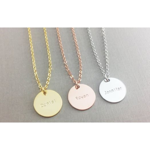 Personalized Disc Necklace•Custom Name Necklace Sterling Silver