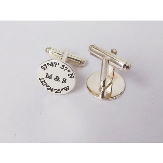 Engraved Coordinates Cufflinks for Groom,Latitude longitude Wedding Cufflinks,Personalized Initials and Date Cufflinks