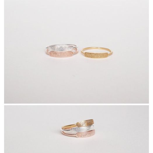 Actual Fingerprint Bar Ring / Personalized Bar Ring / / Stacking Ring / Memorial Gift 