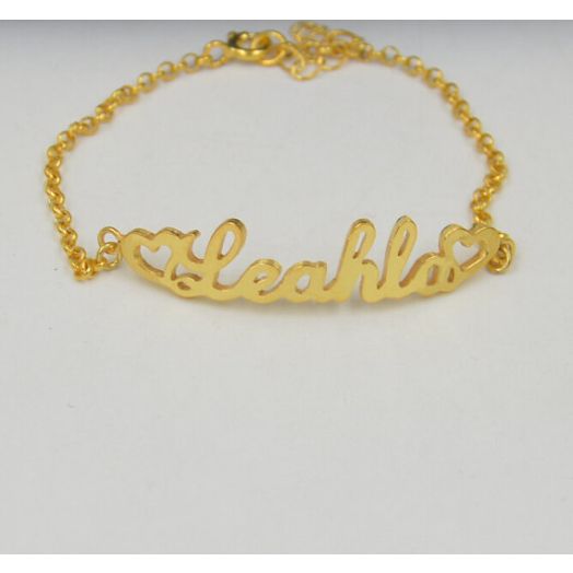 Personalized name bracelet-gold bracelet with name,sterling silver plated 18K gold,Mother's day gift