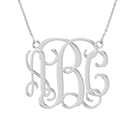 personalized Celebrity Monogram Necklace Sterling Silver