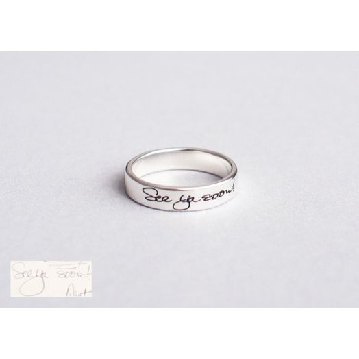 Actual Handwriting Ring  Custom personalized ring  Silver ring