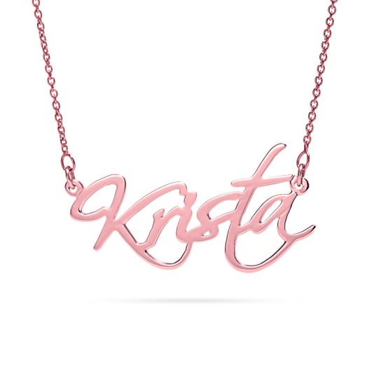 Personalized Script Name Necklace 18K Rose Gold Plated Silver