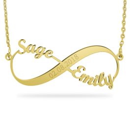 Personalized Infinity Necklace With Names - 18K Gold Plated